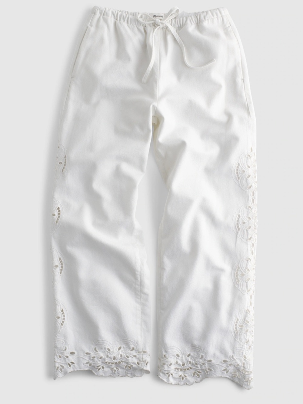Madewell white denim eyelet pant